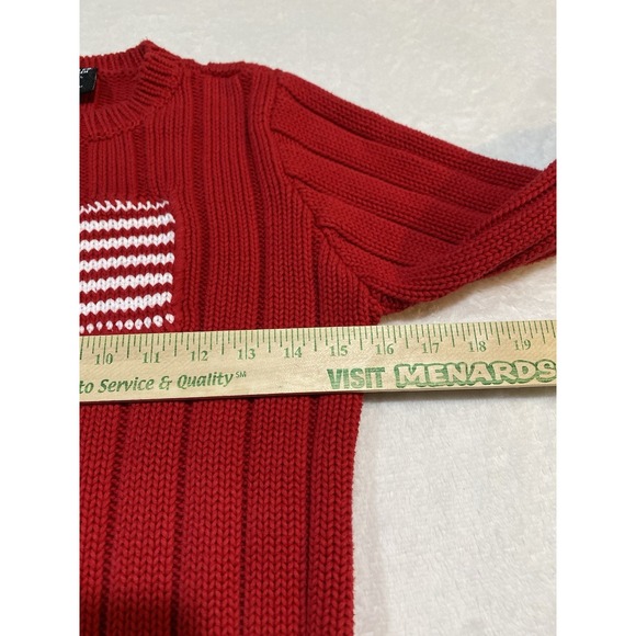 VTG Polo Jeans Co Ralph Lauren Knit Cable Red American Flag Sweater Women L - Picture 6 of 7